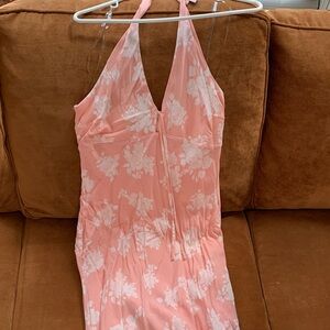 Pink Floral Halter Dress